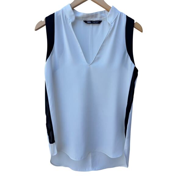 Zara Tops - Zara Womens Sleeveless Blouse Small White V Neck Top
